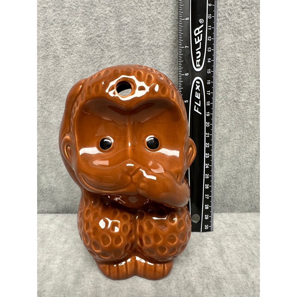Speak No Evil Monkey Tiki Mug Ceramic Brown Glossy DW134-T 6.5 Inch